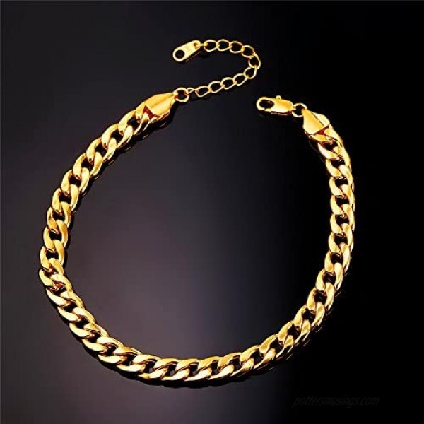 U7 Women Girls Barefoot Jewelry 18K Gold or Rose Gold Stainless Steel Infinity/Heart Charm/Rope/Figaro/Cuban Chain Anklet Foot Bracelet 25-30 cm Long