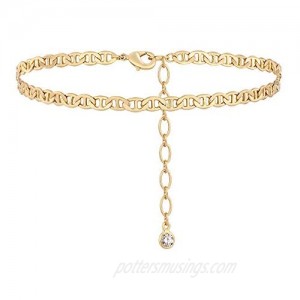 VACRONA Gold Anklets for Women 14K Gold Plated Dainty Boho Beach Foot Chain Adjustable Ankle Bracelet