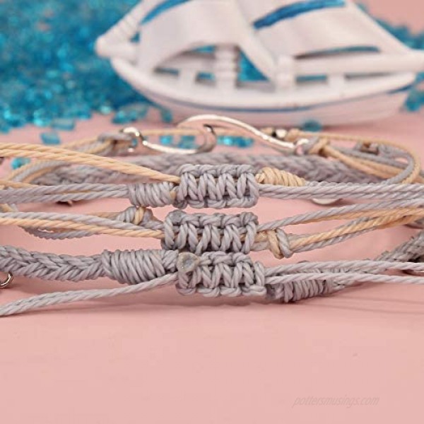 Waterproof String Anklets Cute Beaded Ankle Bracelets Beach Wave Anklet Stainless Steel Coin Boho Ankle Jewelry for Women Teen Girls