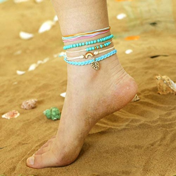 YANCHUN String Ankle Bracelet for Women Boho Anklet for Teen Girls Summer Compass Strand Bracelet for Girls
