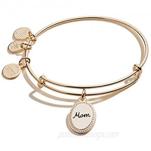 Alex and Ani Because I Love You Mom Expandable Wire Bangle Bracelet for Women  Bonded by Love Charm  2 to 3.5 in