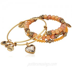 Alex and Ani Crystal Patina Heart Set of 3 Bangle Bracelet