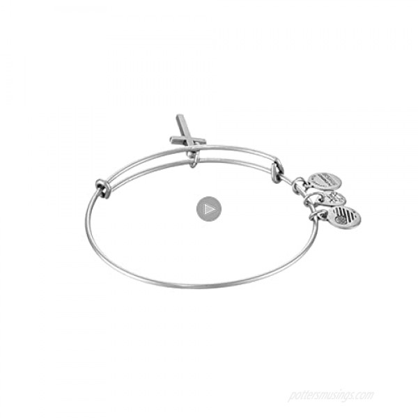 Alex and Ani Divine Guides Expandable Bangle Bracelet for Women Cross Charm 2 to 3.5 in