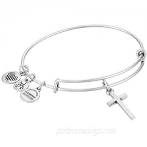 Alex and Ani Divine Guides Expandable Bangle Bracelet for Women Cross Charm 2 to 3.5 in