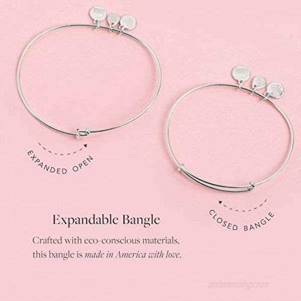 Alex and Ani Expandable Wire Bangle Bracelet for Women Dog or Cat Mom Charm Rafaelian Finish 2 to 3.5 in