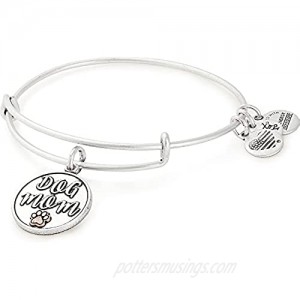 Alex and Ani Expandable Wire Bangle Bracelet for Women  Dog or Cat Mom Charm  Rafaelian Finish  2 to 3.5 in