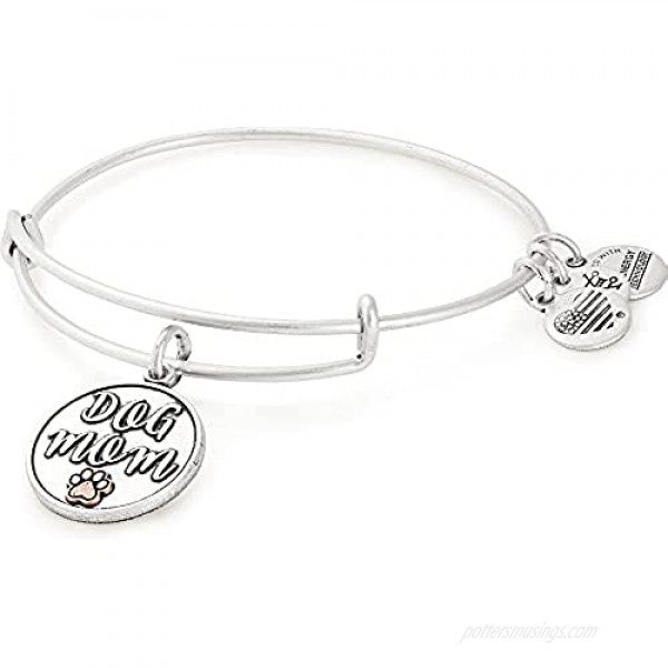 Alex and Ani Expandable Wire Bangle Bracelet for Women Dog or Cat Mom Charm Rafaelian Finish 2 to 3.5 in