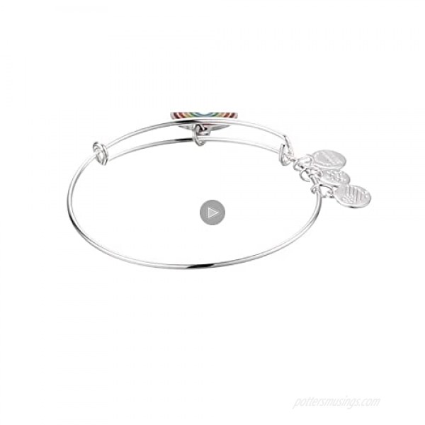 Alex and Ani Path of Symbols Expandable Bangle for Women Rainbow Charm Shiny Finish 2 to 3.5 in