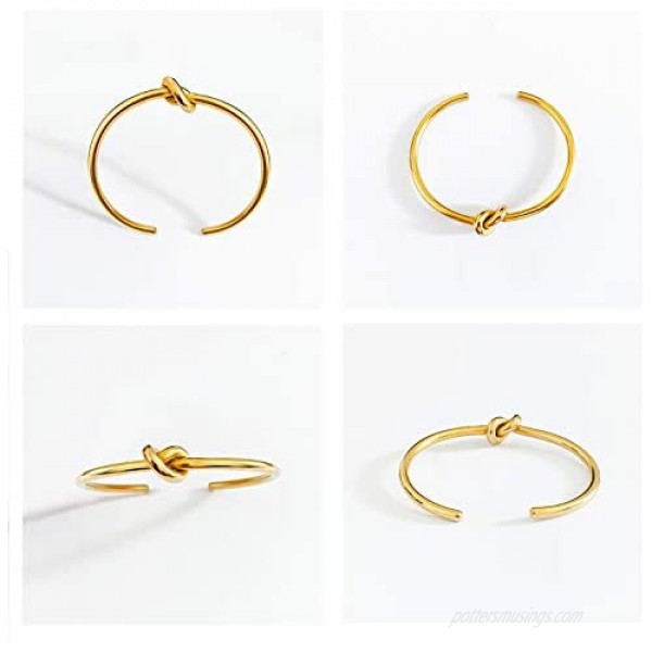 Altitude Boutique Cuff Bangle Gold Bracelets for Women | Tie The Knot Love Bracelet for Bridesmaid Gifts | 18K Gold Plated Adjustable Best Friend Bracelets