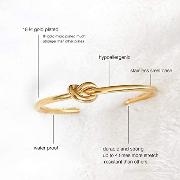 Altitude Boutique Cuff Bangle Gold Bracelets for Women | Tie The Knot Love Bracelet for Bridesmaid Gifts | 18K Gold Plated Adjustable Best Friend Bracelets