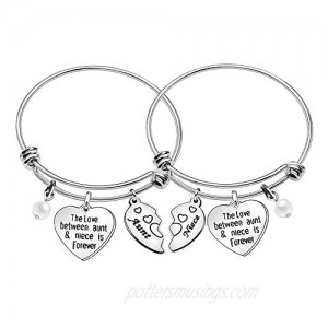 Aunt Niece Bracelets Heart Pearl Charms Bangles Jewelry Gifts The Love Between An Aunt and Niece Is Forever