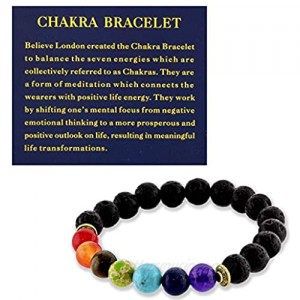 Believe London Gemstone Healing Chakra Bracelet Anxiety Crystal Natural Stone Men Women Stress Relief Reiki Yoga Diffuser Semi Precious