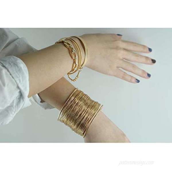 Bracelets Gold Plated Open Cuff Bangles Gift Choice for Women & Girls Fashion
