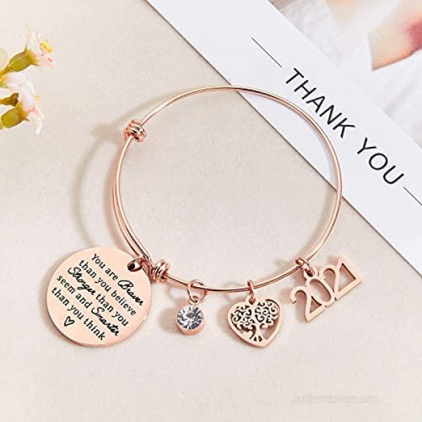 Class of 2021 Graduation Gifts You are Braver Than You Believe Inspirational Charm Bracelet High School College Graduation Gifts for Her Nurse Graduation Gift