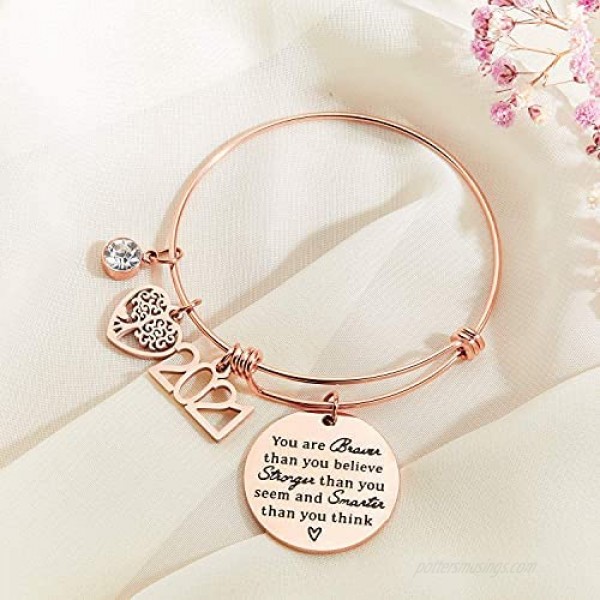 Class of 2021 Graduation Gifts You are Braver Than You Believe Inspirational Charm Bracelet High School College Graduation Gifts for Her Nurse Graduation Gift