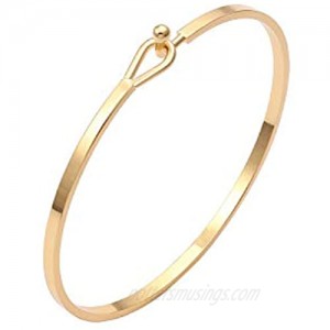 Dainty Gold Bar Bracelet for Women Simple Delicate Thin Cuff Bangle Hook Bracelet 18K Gold Plated Handmade Minimalist Jewelry