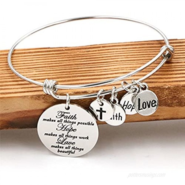 Expandable Bracelet for Women Inspirational Birthday Jewelry Gifts Stainless Steel Charm Bangle Jewelery