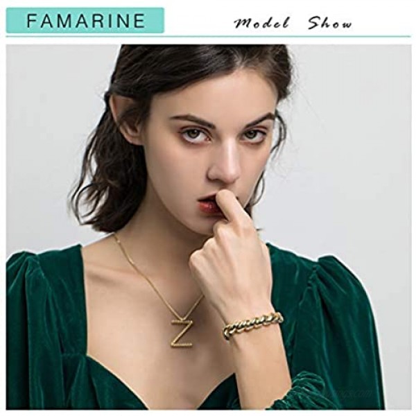 FAMARINE Twisted Thin or Chunky Bangle Bracelet in 14K Gold Plated Stretchable Elastic Bracelet Couples Love Bracelets - 100% Exclusive