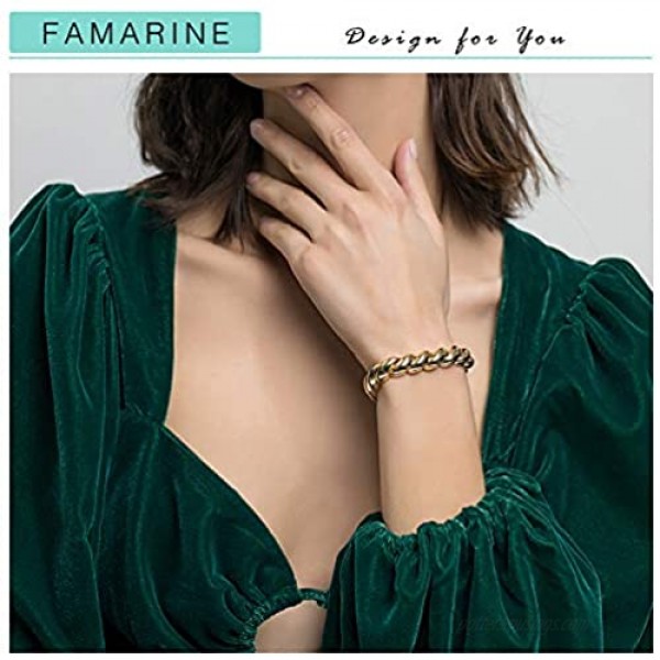 FAMARINE Twisted Thin or Chunky Bangle Bracelet in 14K Gold Plated Stretchable Elastic Bracelet Couples Love Bracelets - 100% Exclusive