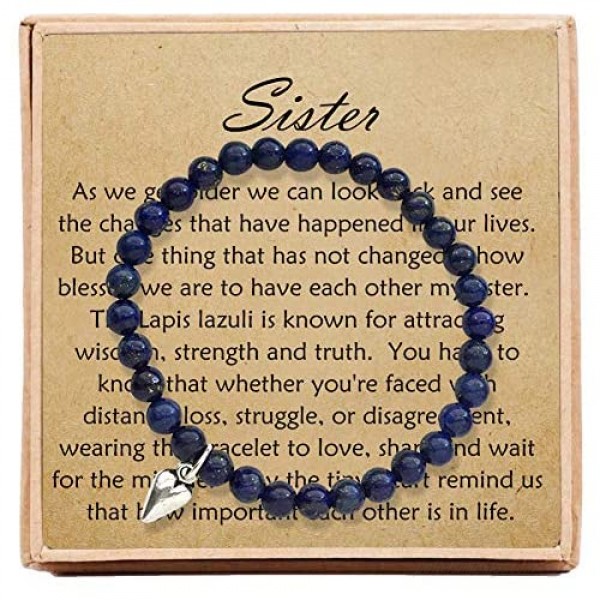Gifts for Sister Bracelets for Women Birthday Christmas – Bead Bracelet with Message Card & Gift Box - Sister Gifts from Sister