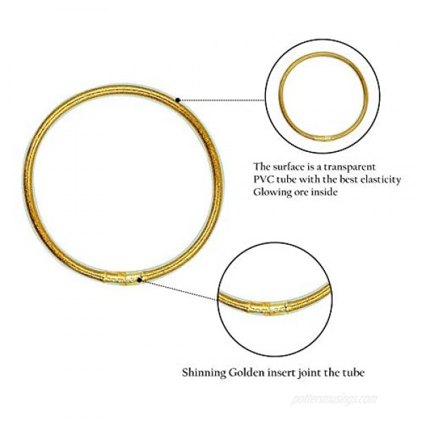Glitter Jelly Bangle Bracelet Set - Gold Powder Lining Fashion Jewelry - Lightweight Cute Bracelets for Women Girl