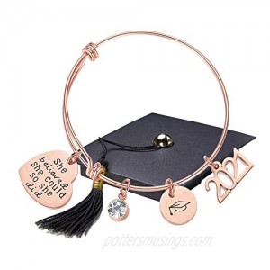 Graduation Gifts for Her 2021-She Believed She Could So She Did Inspirational Bracelet College High School Graduate Gifts for Best Friend Daughter