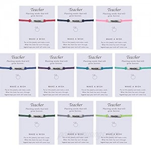 Hicarer 10 Pieces Teacher Blessing Card Bracelet Teacher Blessing Bangle Greeting Bracelet Teacher's Day Gift Jewelry