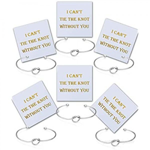 I Can't Tie The Knot Without You Bridesmaid Gift Cards Bridesmaid Bracelets Silver Tone- Set of 4 5 6
