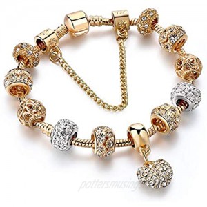La Raffine Luxury Crystal Heart Charm Bracelets&Bangles Gold Bracelets for Women Jewellery Pulseira Feminina Bracelet Gifts for Women Girl Gifts Valentines/Birthday/Anniversary/Mother’s Day