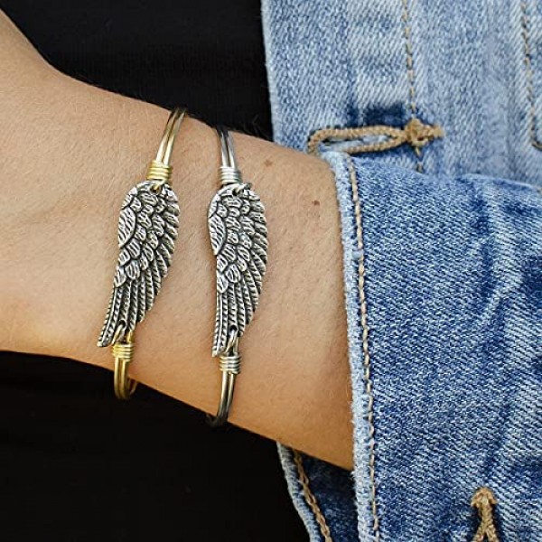 Luca + Danni | Angel Wing Bangle Bracelet For Women Made in USA