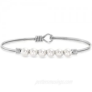 Luca + Danni | Crystal Pearl Bangle Bracelet In Classic White For Women Made in USA