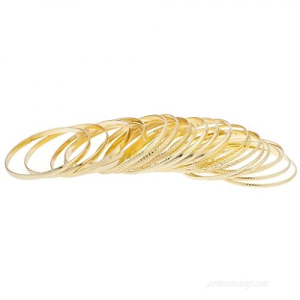 Lux Accessories Gold Tone Multi Textured and Smooth Aztec Bangle Set