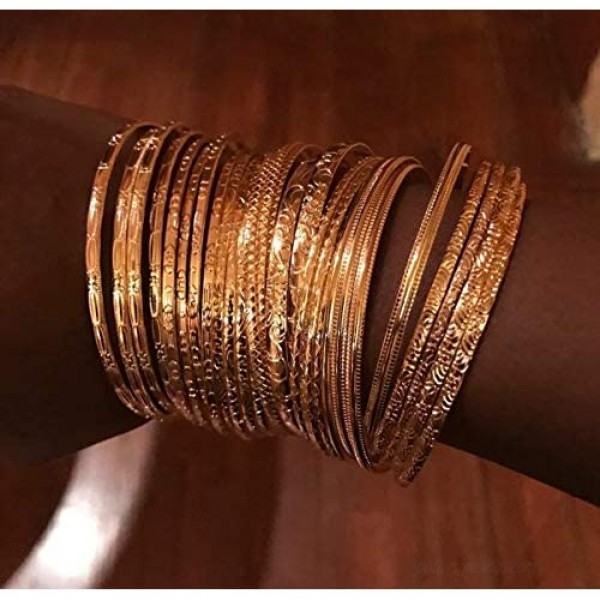 Lux Accessories Textured Heart Moon Infinity Multi Bangle Set (30 PC)