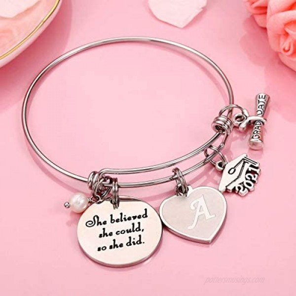 M MOOHAM Graduation Gifts for Her 2021 High School College Graduation Gifts Inspirational Graduation Bracelet She Believed She Could So She Did