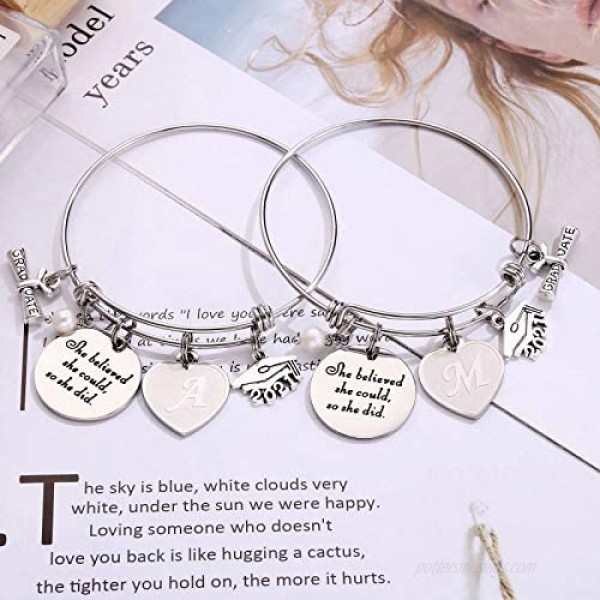 M MOOHAM Graduation Gifts for Her 2021 High School College Graduation Gifts Inspirational Graduation Bracelet She Believed She Could So She Did