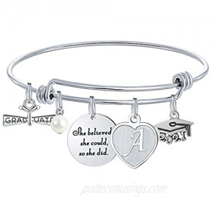 M MOOHAM Graduation Gifts for Her 2021  High School College Graduation Gifts Inspirational Graduation Bracelet  She Believed She Could So She Did