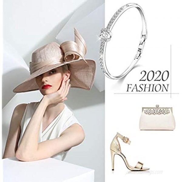 Menton Ezil 18K White Gold Princess Bangle Bracelets with Swarovski Crystal Women Fashion Jewelry