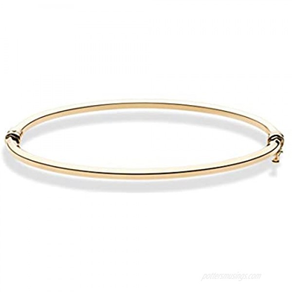 Miabella 18K Gold Over Sterling Silver Italian Oval Hinged Bangle Bracelet for Women Girls 6.75 to 8 Inch 925 Made in Italy