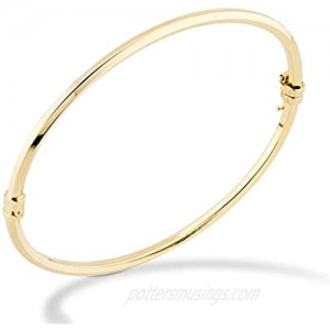 Miabella 18K Gold Over Sterling Silver Italian Oval Hinged Bangle Bracelet for Women Girls  6.75 to 8 Inch  925 Made in Italy