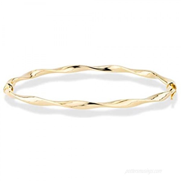 Miabella 18K Gold Over Sterling Silver Italian Oval Twist Hinged Bangle Bracelet for Women Teen Girls 6.75 to 8 Inch 925 Made in Italy