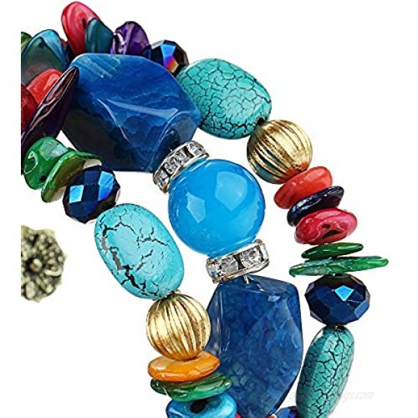 MIXIA Boho Multilayer Irregular Agate Beads Charm Bracelets for Women Vintage Jade Stone Man Bracelets Yoga Bangles Ethnic Jewelry