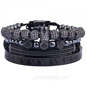 MUYASEA 8mm Beads Charm Bracelets King Crown Fashion Bangle Sets for Men Women