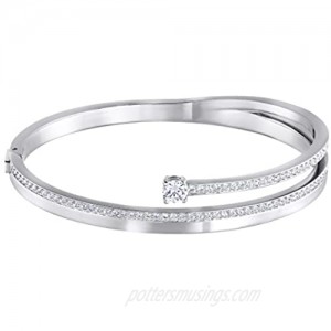 SWAROVSKI Women's Fresh Bangle Bracelet Collection  Rhodium Finish  Clear Crystals