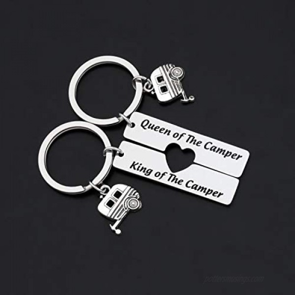 TIIMG Queen and King of The Camper Keychain RV Gifts for Camping Camping Gifts RV Camper Keychain Camper Lover Gifts