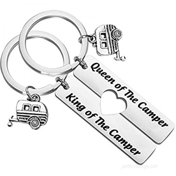 TIIMG Queen and King of The Camper Keychain RV Gifts for Camping Camping Gifts RV Camper Keychain Camper Lover Gifts