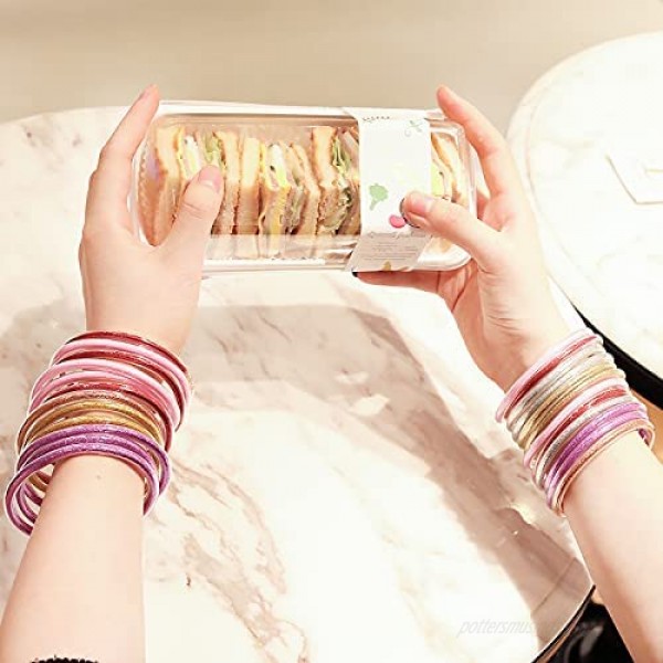 YBMYCM Glitter Jelly Bangles Bracelets Set for Women Glitter Filled Jelly Silicone Bracelets for Girls