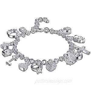 Zealmer Multi Wedding Love Charm Bangle Bracelet for Women Valentine's Day Gift