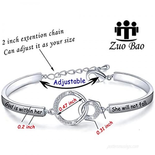 Zuo Bao Christian Gift Religious Jewelry Psalm 46:5 God is Within Her She Will Not Fall Bracelet Bible Verse Bracelet Gift for Godmother