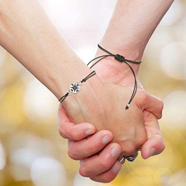 2-Piece Pinky Promise Bracelets Friendship Couple Distance Matching Graduation Bracelet Bohemia