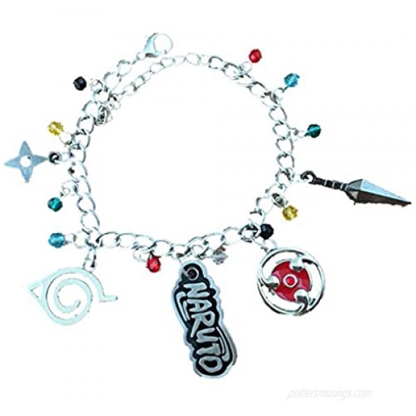 Blue Heron Naruto 5 Logo Charms Lobster Clasp Bracelet w/Gift Box